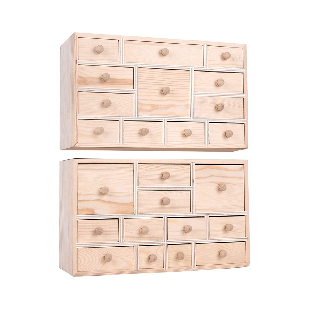 Set of 2 Wooden Countdown to Christmas Advent Calendar,Craft Storage Organize...
