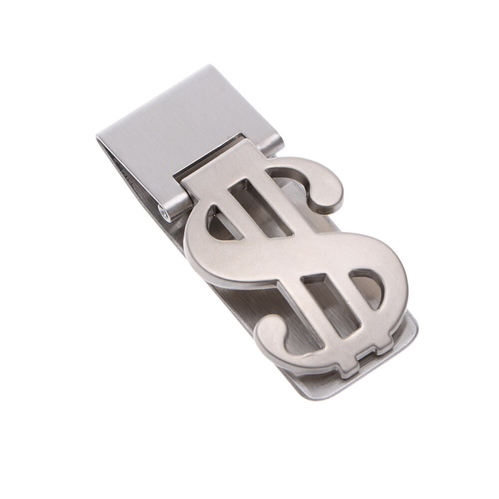 Mini Stainless Steel Money Wallet Metal Dollar Sign Shape Banknote Clips
