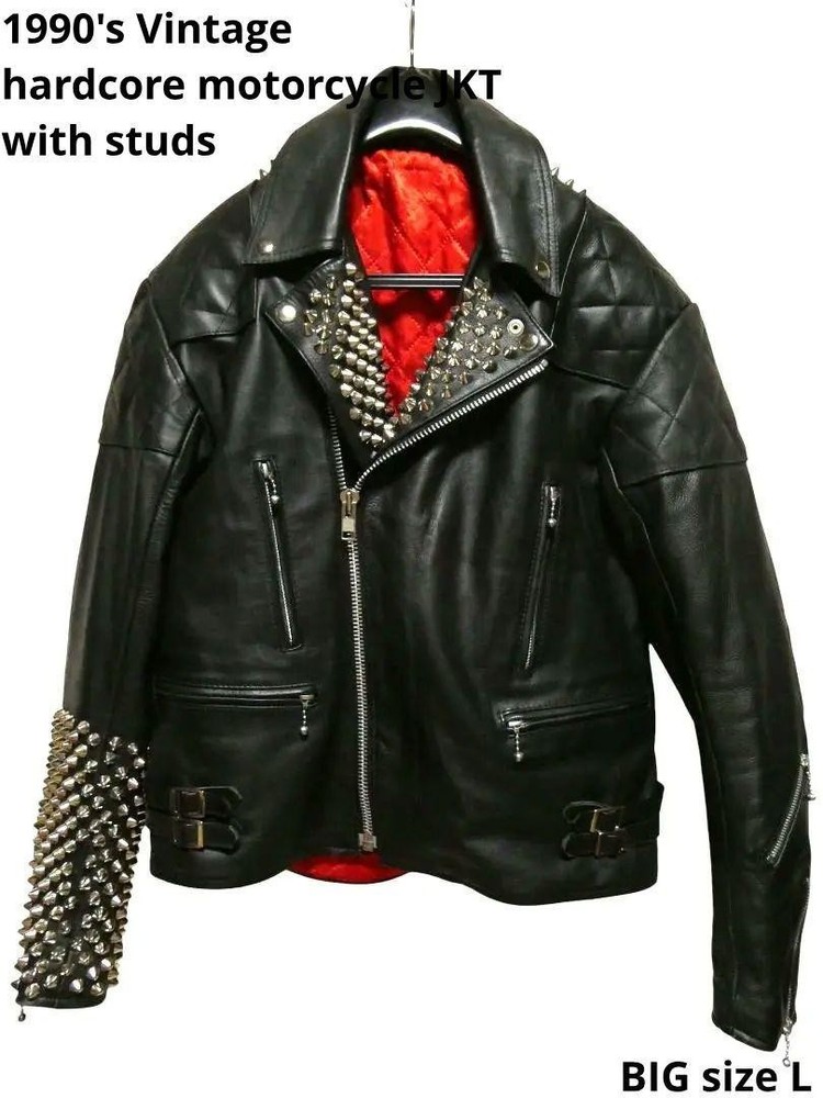 Custom Handmade Double Leather Padded Rider Stud Jacket