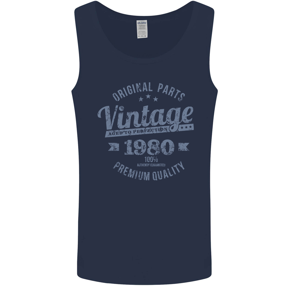 Vintage Year 45th Birthday 1980 Mens Vest Tank Top Navy Blue