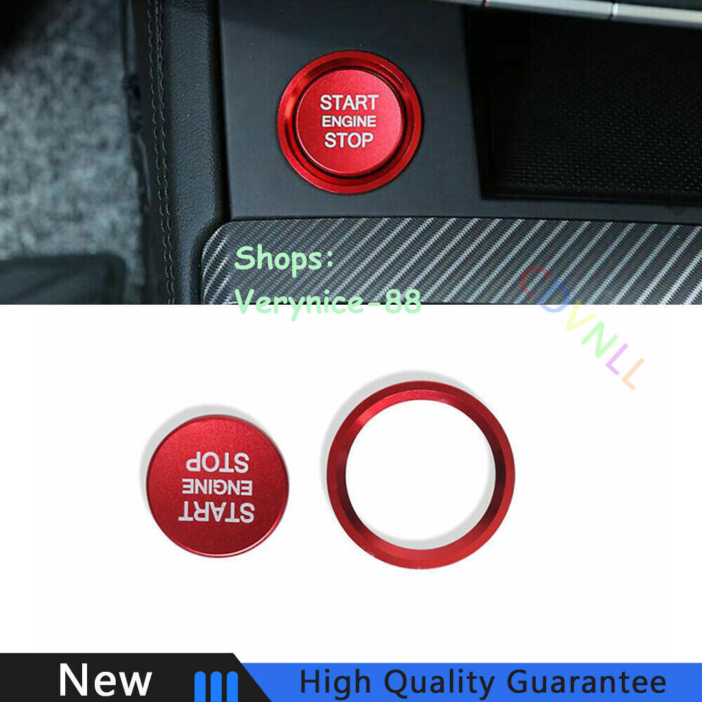 Fit For Audi Q7 2016-2019 Aluminum Red Car One-Click Startup Switch Cover Trim