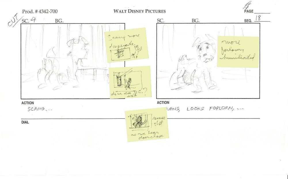 LADY and the TRAMP 2 Disney Production SB Drawing Animators Estate 2001 ns31