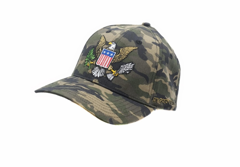 Full Back Camouflage Hat by American Eagle with GOD WE Trust Design  -image