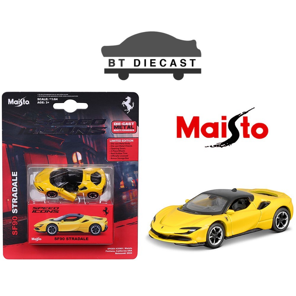 MAISTO SPEED ICONS FERRARI FF90 STRADALE 1/64 DIECAST MODEL YELLOW 15700-24 D