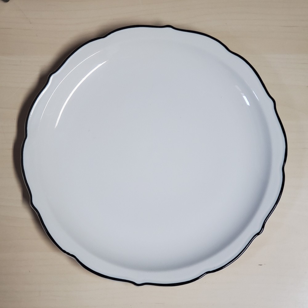 Vintage Round Plate Dish Platter Syracuse China Canada 66 White with Black Rim