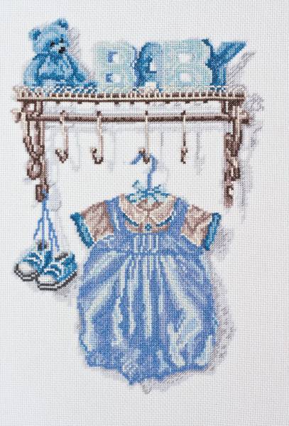 Cross stitch kit - Baby. Boy 21x31cm White Aida 14ct needlepoint kit