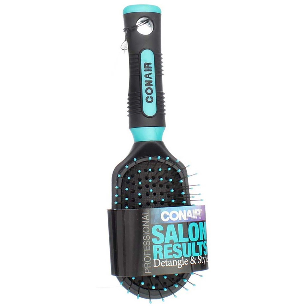 4 Pack Conair Salon Results Cushion Hair Brush, Black & Teal