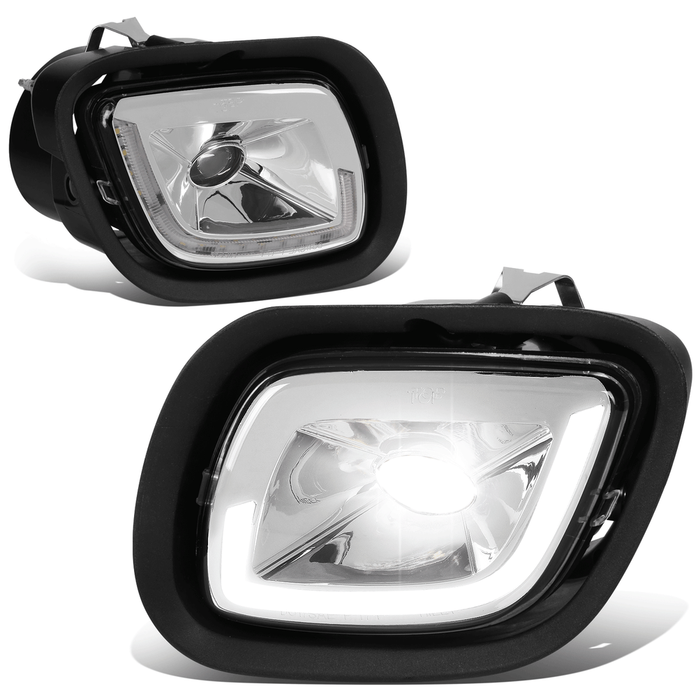Fit 08-17 Freightliner Cascadia Chrome Housing LED Halo Projector Fog Light Lamp