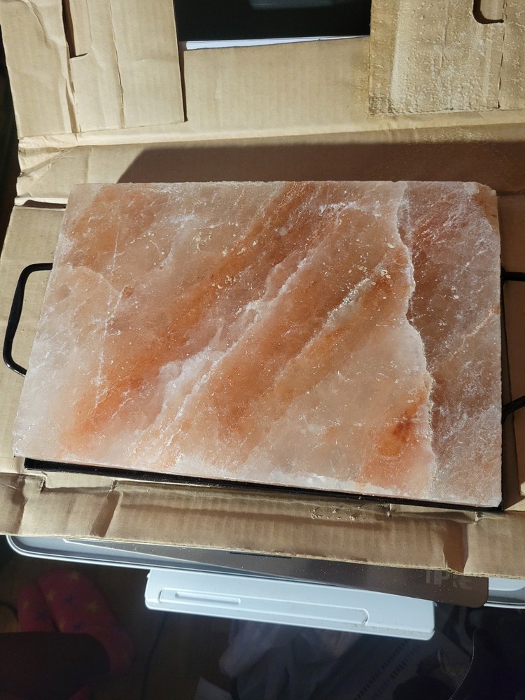 Heavy Himalayan Salt Plate And Holder For Cooking And Serving