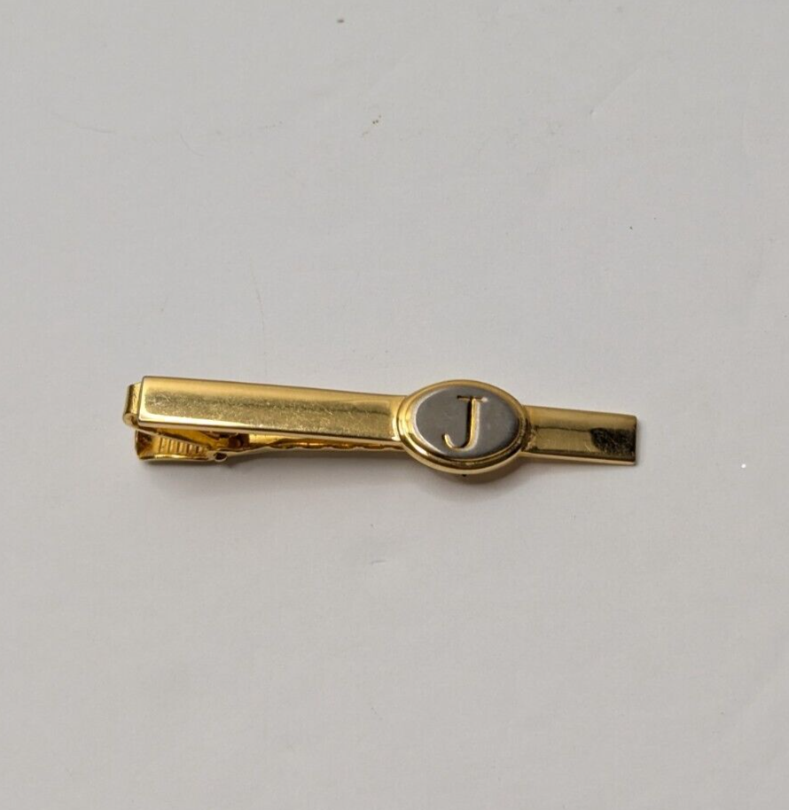 Vintage Gold Tone Letter J Tie Clip 2.25 Inches