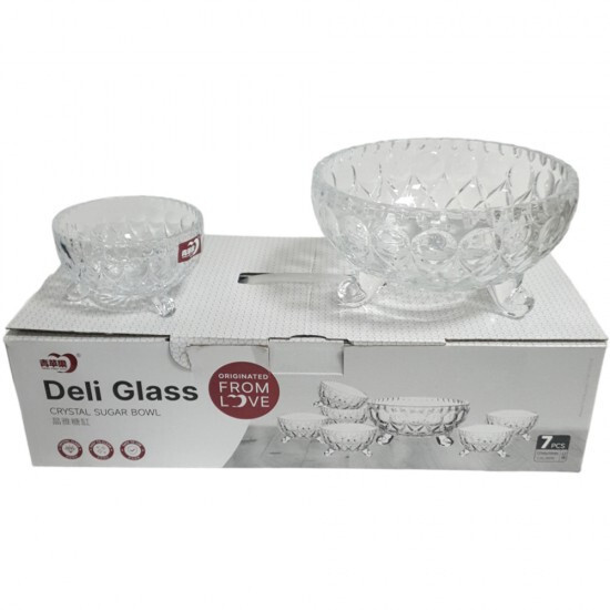 7Pcs Footed Glass Bowls Set Glass Fruit Trifle Salad Trifle Dessert Ice Cream