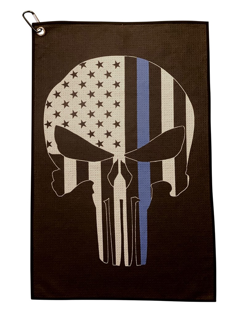 Microfiber Golf Towels - Golf Towel Gift with Bag Clip Punisher Black
