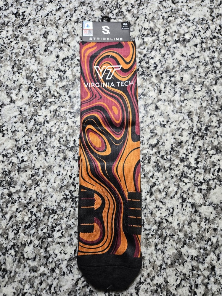 Virginia Tech Trippy Colorwave Strideline Premium Crew Sock NCAA College New