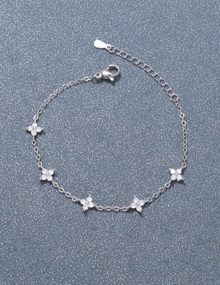 Clover Bracelet Gold 14k  & 925 Sterling Silver Clover Bracelet for Women Dainty