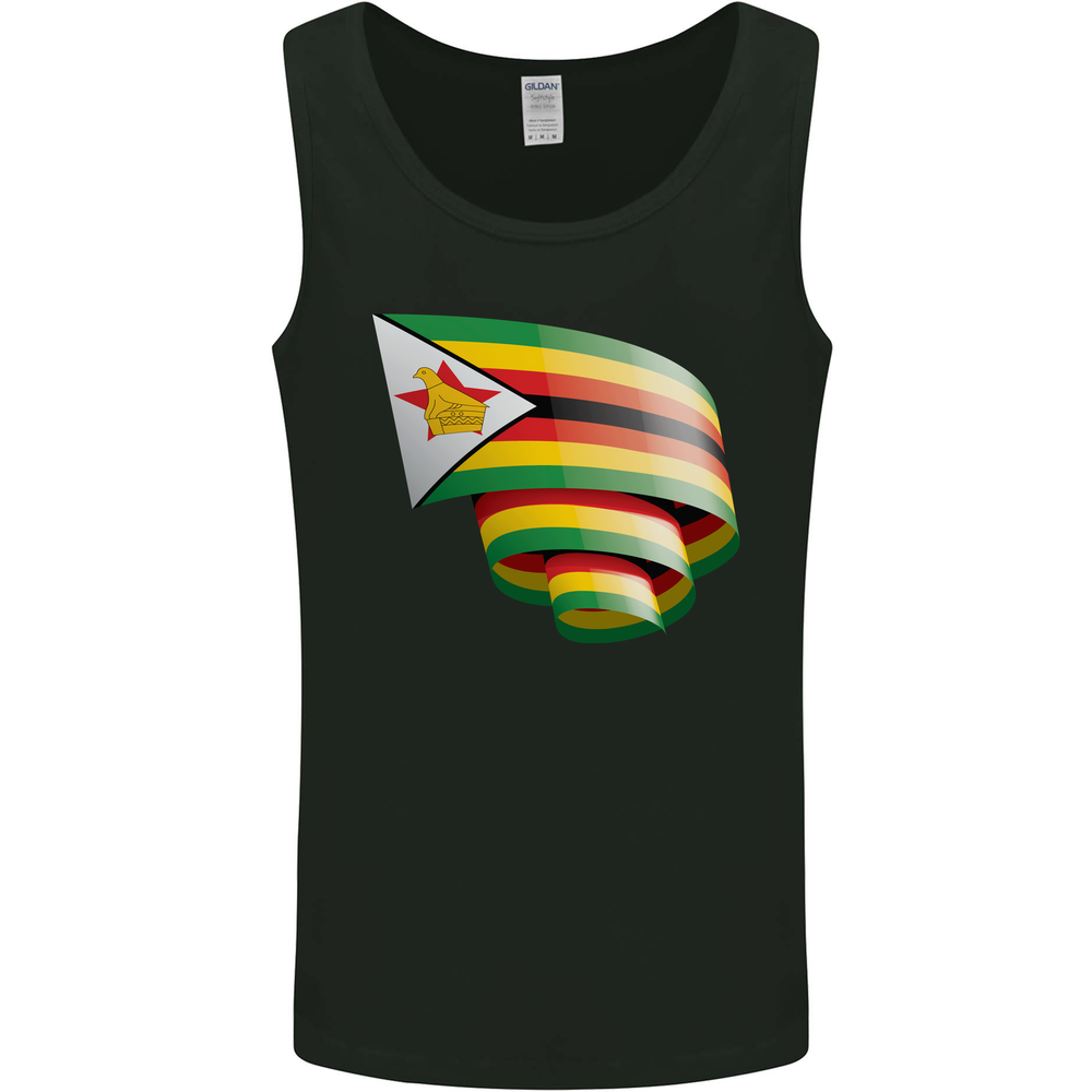Curled Zimbabwe Flag Zimbabwean Day Football Mens Vest Tank Top