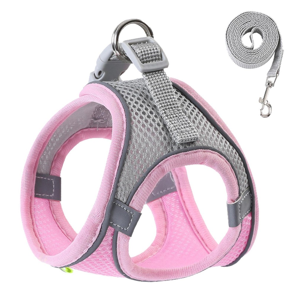 Pet Dog Vest Harness Reflective Breathable Pet Harness with Strap PINK