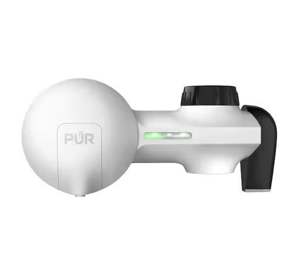 PUR Plus Horizontal Faucet Mount Water Filtration System Matte White PFM244W