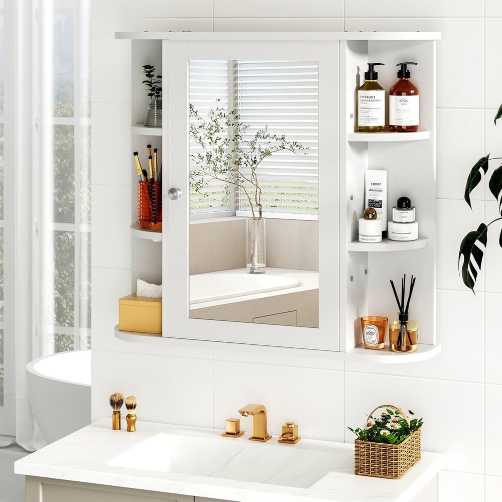 Wall Mounted Bathroom Cabinet with Mirror Door Over Toilet Storage