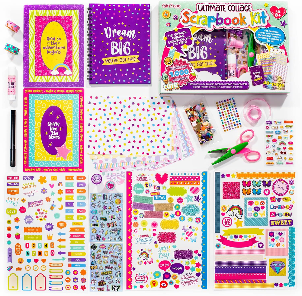 Ultimate Collage Scrapbook Kit, Make a 40-Page Photo Album Scrapbook with Sticke