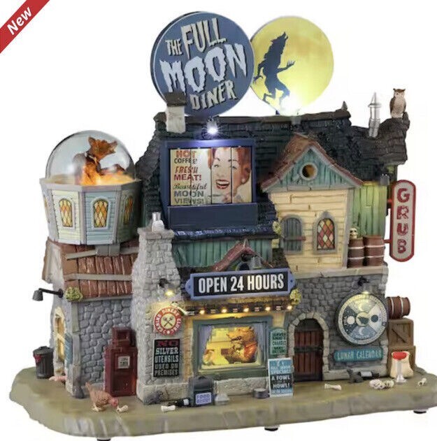 2023 Lemax Spooky Town Full Moon Diner Brand New Haunted Halloween Decor