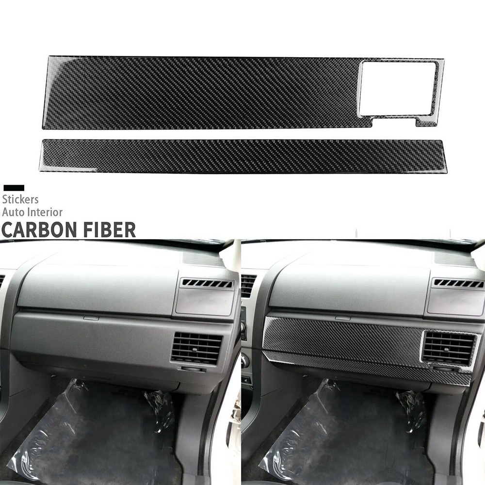 2Pcs Real Carbon Fiber Co-pilot Dashboard Panel Cover For Dodge Avenger 2008-10