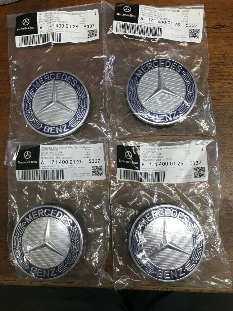 GENUINE Set of 4 Mercedes Royal Blue Center Hub Cap for Alloy Wheel US