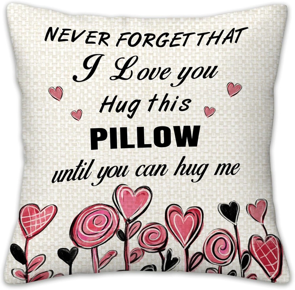 Romantic I Love You Linen Square Throw Pillow Cover for Valentine’s Day or Birthday Gifts