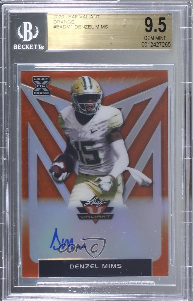 2020 Leaf Valiant Orange /50 Denzel Mims #BA-DM1 BGS 9.5 GEM MINT Rookie Auto RC