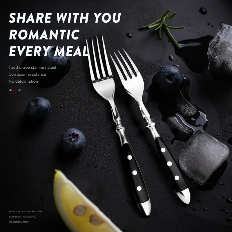 Stainless Steel Dinner Fork Modern Dishes Fruit Dessert Fine Dining Tableware