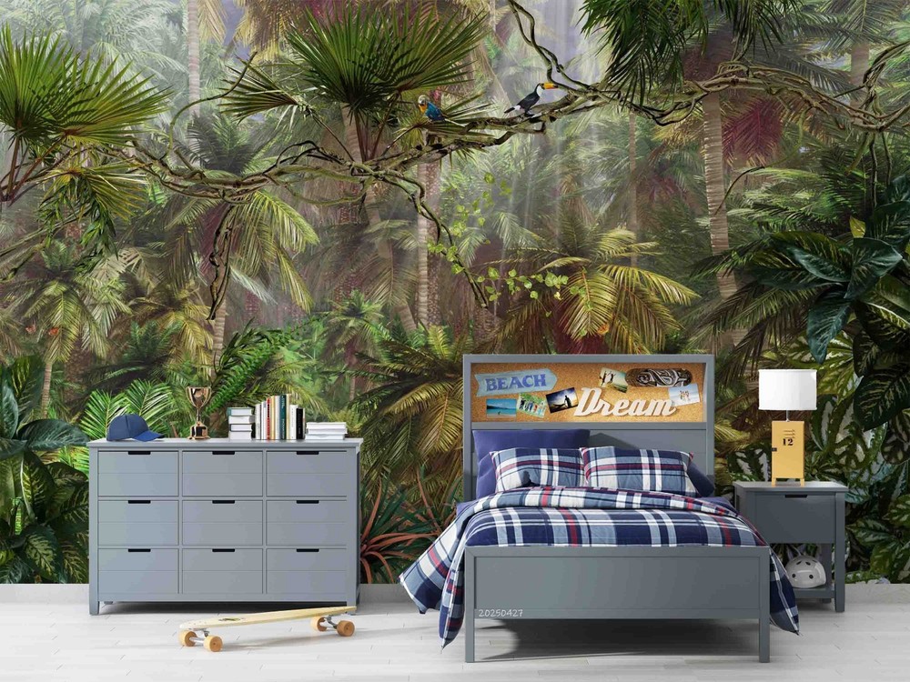 3D Jungle Parrot Illustration Wall Murals Wallpaper Murals Wall Sticker