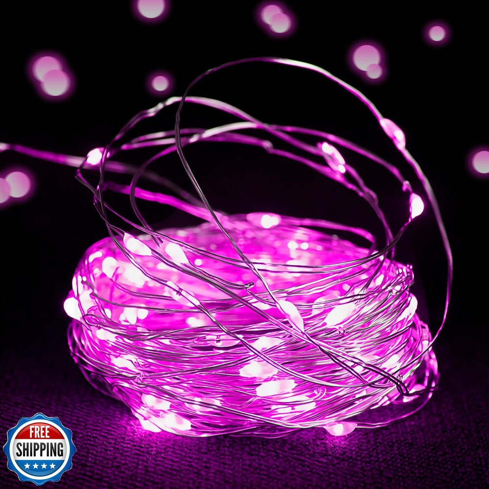 16FT 50 LED Pink Mini Battery Fairy Lights for DIY Decor