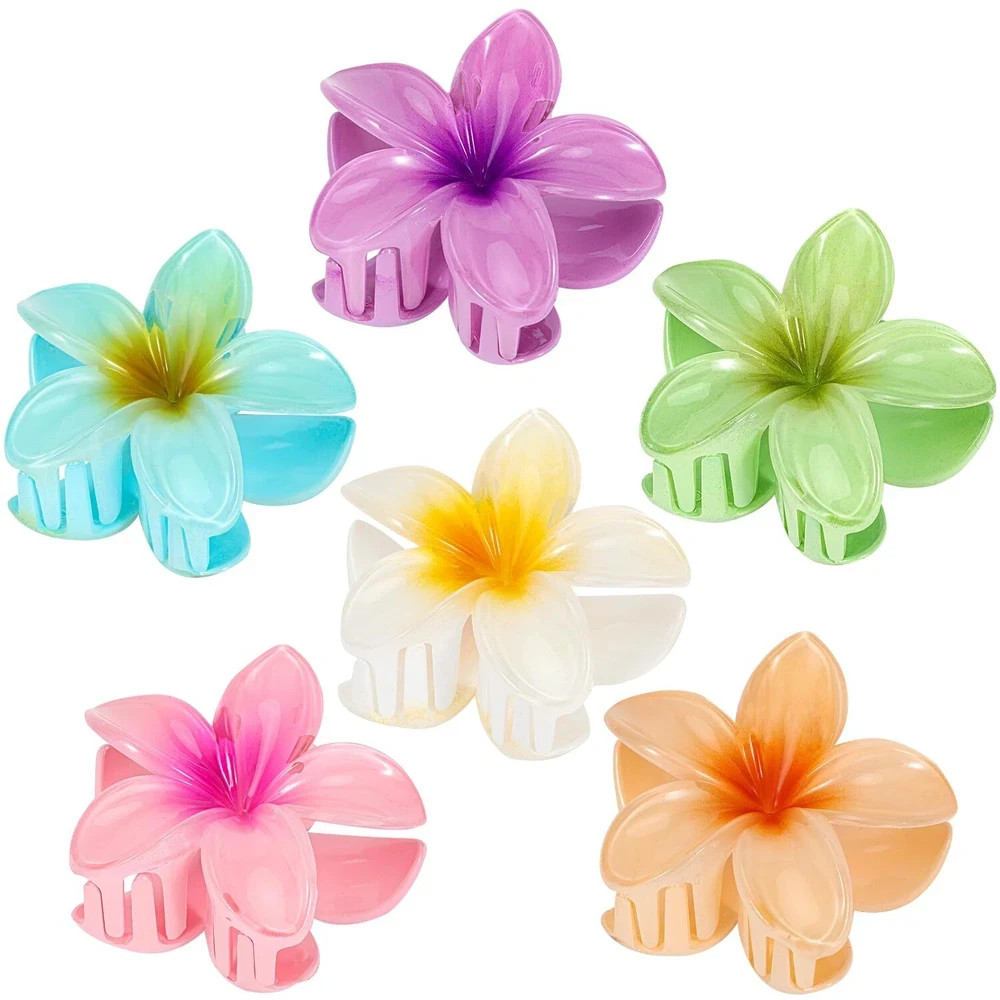 6-Pack Flower Claw Clips for Women Hawaiian Hair Accessories