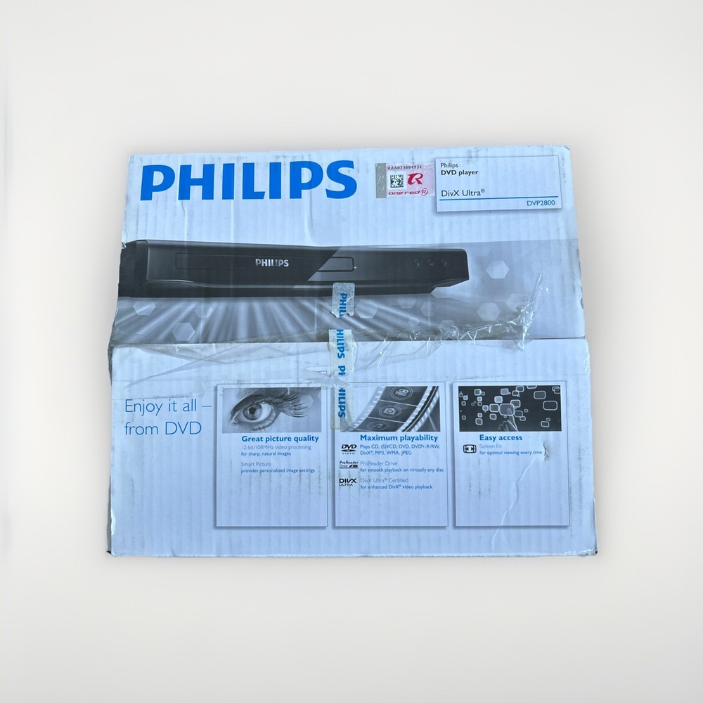 Philips DVD Player DVP2800 W Remote And Manuals, New Never Used, EU Power Plug