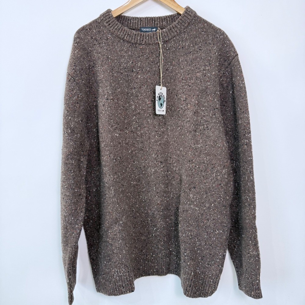 Toad&Co Mens XXL Wilde Crew Sweater Brown Sugar Speckled Wool Blend NWT