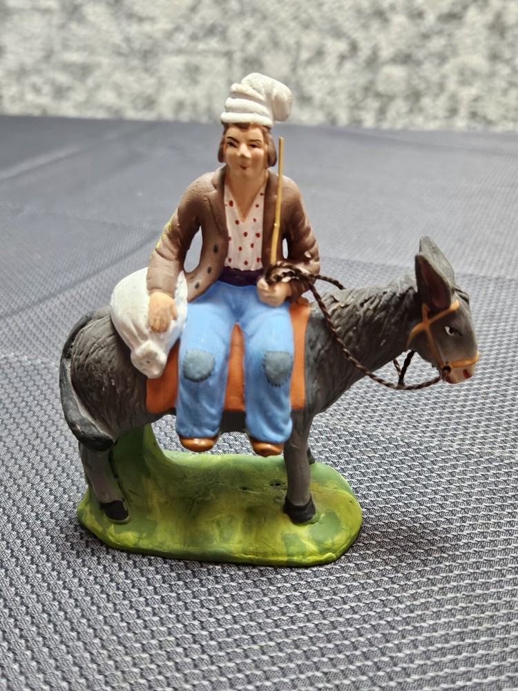 vintage CANUT SANTON TERRACOTTA Man On Donkey