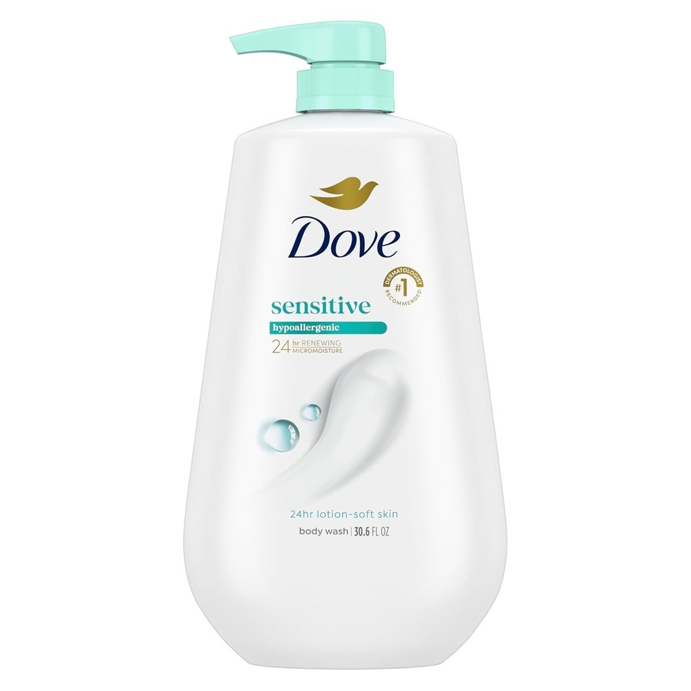 Dove Sensitive Skin Body Wash with Pump for 24-Hour Moisturized Soft Skin