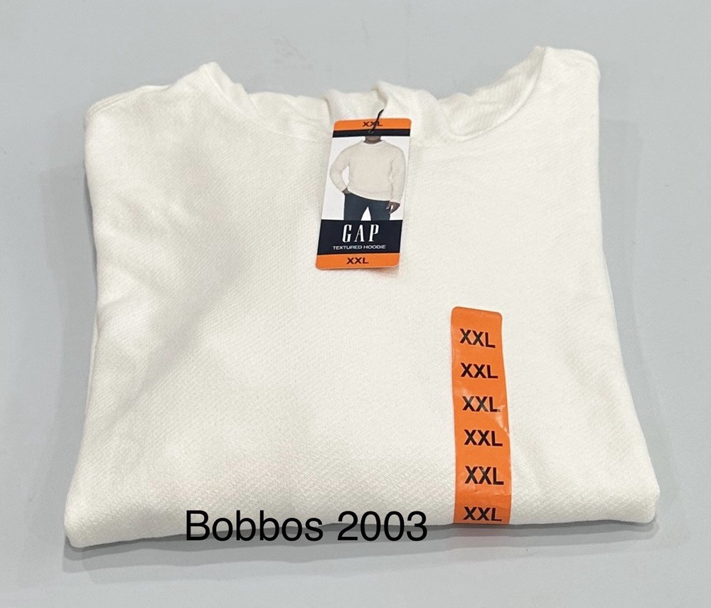 GAP Men's Textured Hoodie, White, Size XXL
