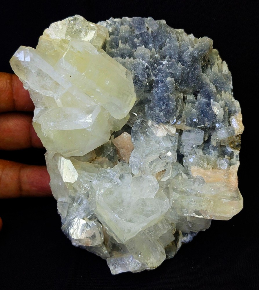 Vibrant Light Green Apophyllite Cubes with Stilbite Bows Mineral Specimen 22.3g