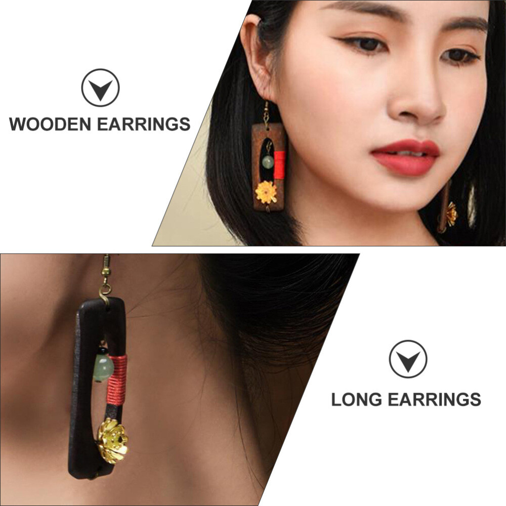 Exaggerate Wood Chip Flower Earrings Novel Style Fine Workmanship