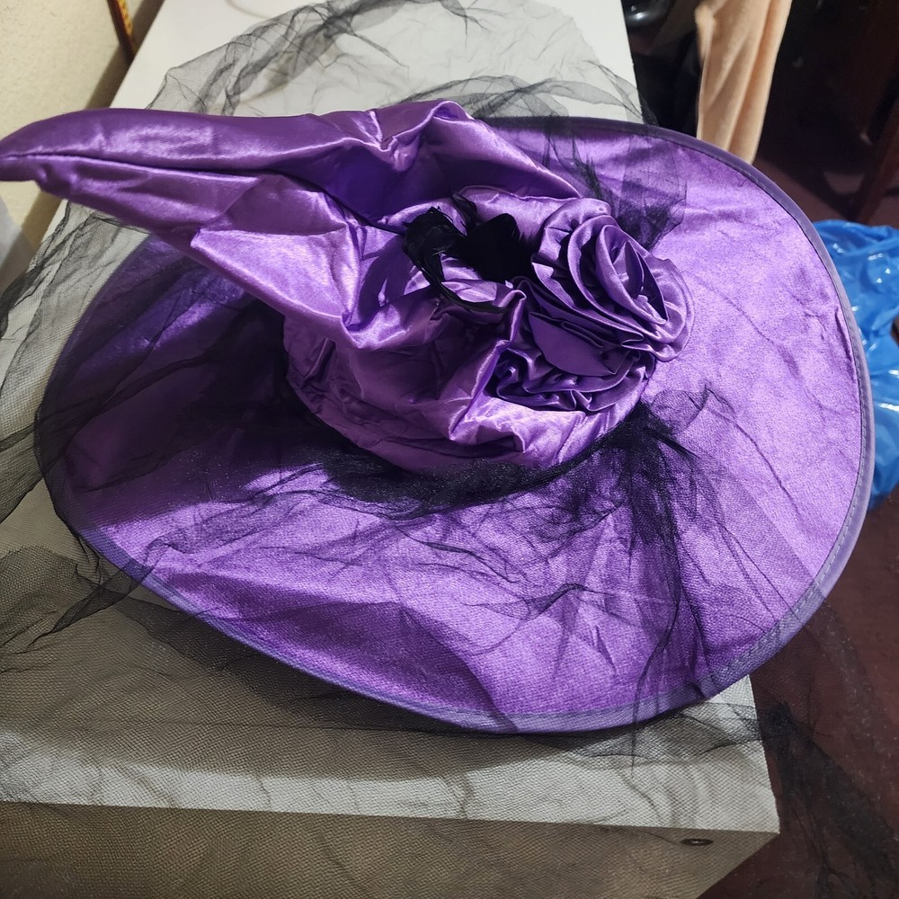 Purple Witch Hat for Women Elegant Gothic Halloween Costume Accessory  