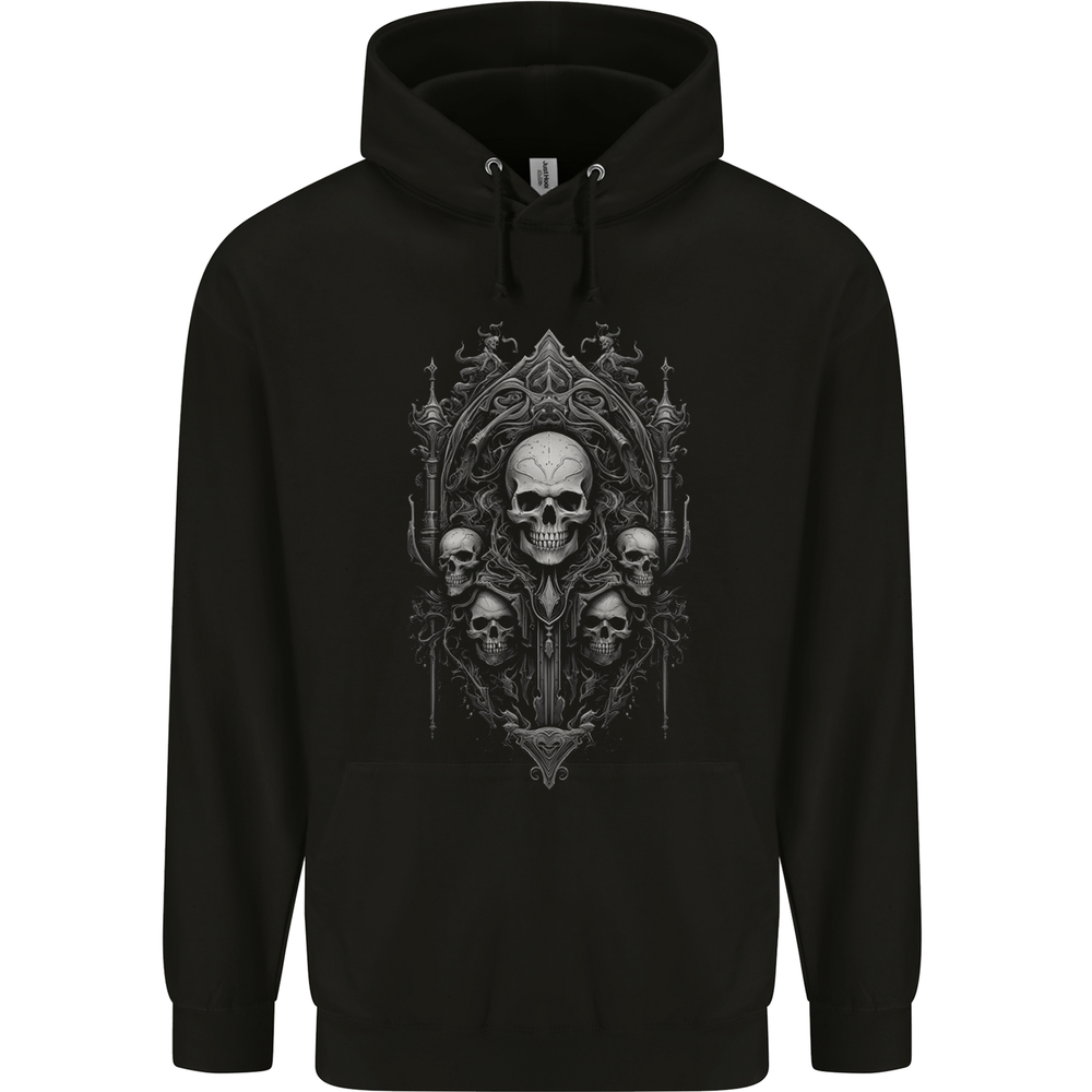 Immortal Skulls Gothic Metal Rock Mens Cotton Hoodie 80% Black
