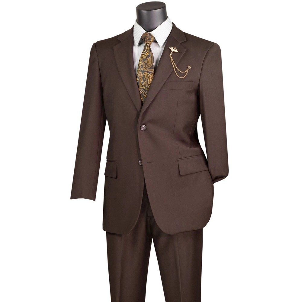 Men's Brown 2-Button Suit Adjustable Waistband Regular Fit Custom Tuxedo