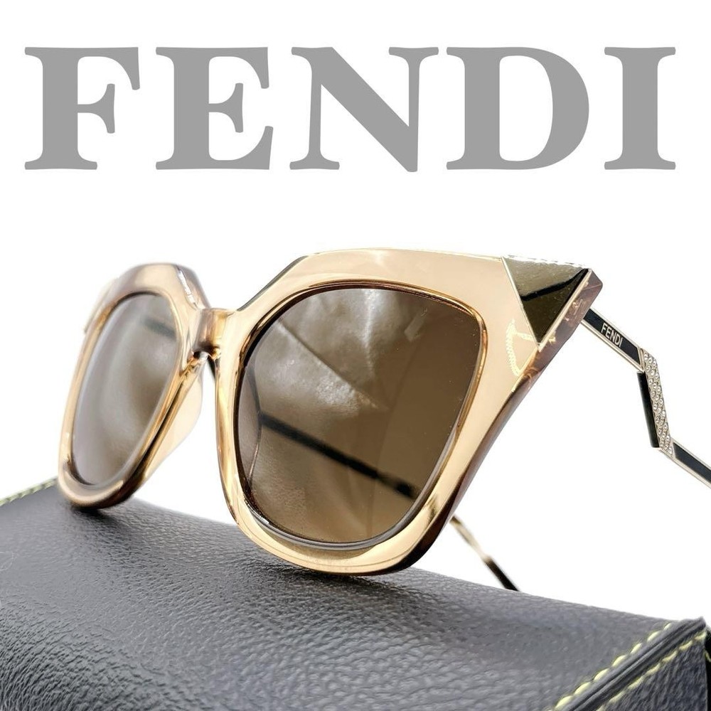 Fendi Cat Eye Rhinestone Sunglasses Large Frame Pre-Owned