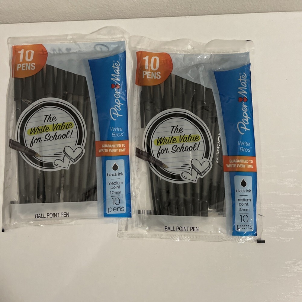Paper Mate Ballpoint Pens Black 2 Pack. 20 Total