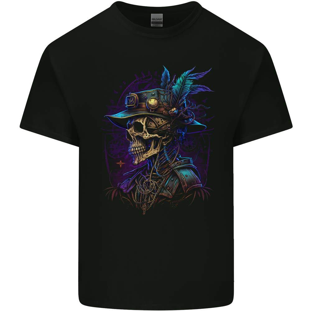 Steampunk Skull Pirate Mens Cotton T-Shirt Tee Top