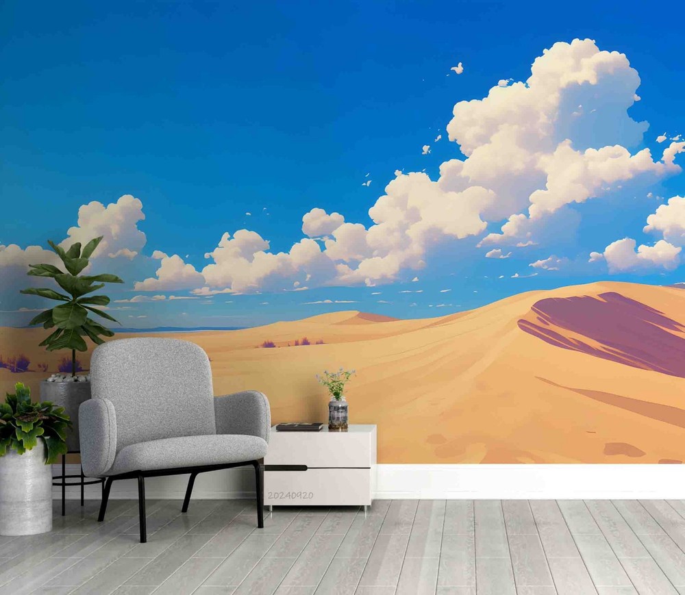 3D Sky Desert Landscape Illustration Wall Murals Wallpaper Murals Wall Sticker 2
