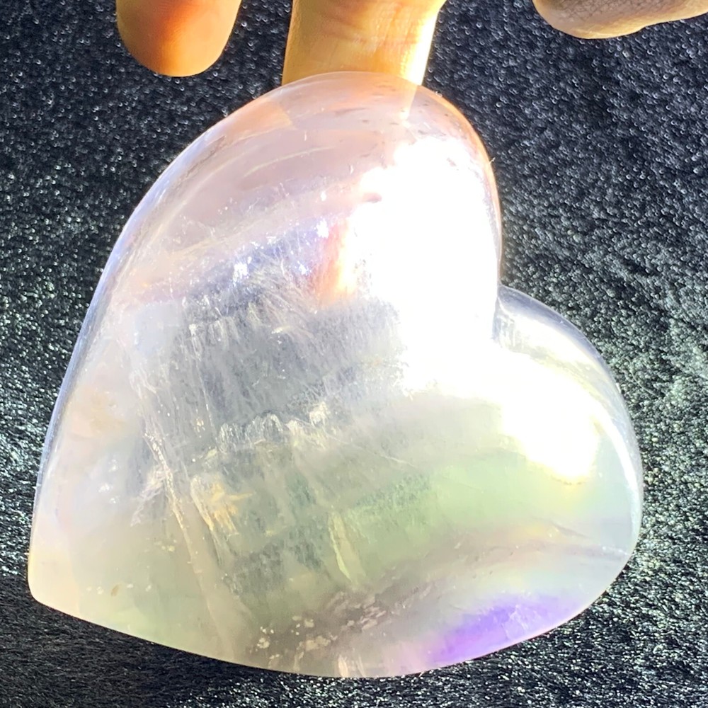 Rainbow Fluorite Quartz Hand Carved Healing Crystal Ashtray 0.6LB