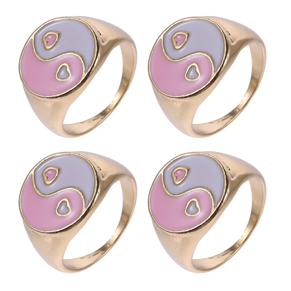 4 Pcs Men Trendy Rings Couple Jewelry Rings Chunky Rings Stackable Finger Rings