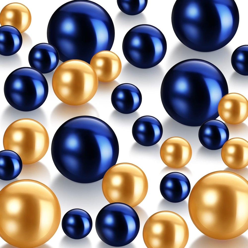 Hicarer 120-Piece Navy Blue & Gold Pearl Vase Filler Beads Small