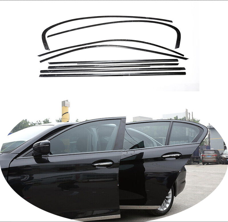For BMW 5 Series G30 18-2023 Black Steel Window Molding Frame Strips Trim Cover